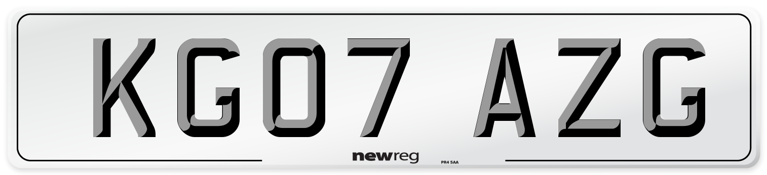 KG07 AZG Number Plate from New Reg